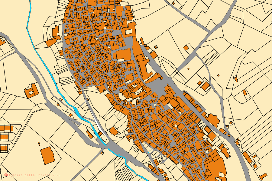 Mappa catastale del centro di Tricarico: particelle e fabbricati, cartografia Agenzia delle Entrate