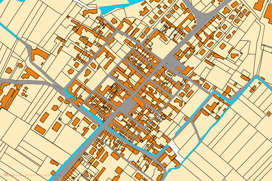 Mappa catastale del centro di Tricerro: particelle e fabbricati, cartografia Agenzia delle Entrate
