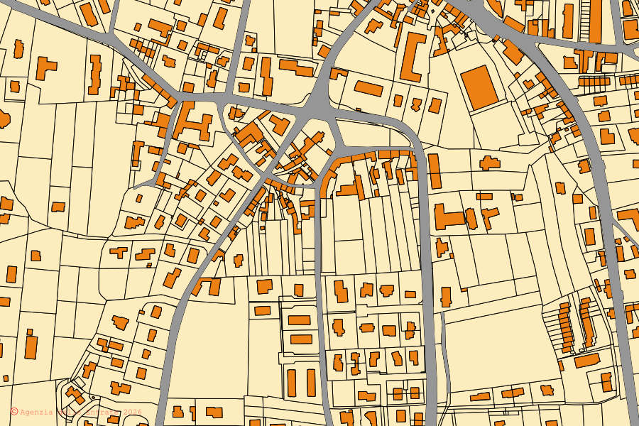Mappa catastale del centro di Tricesimo: particelle e fabbricati, cartografia Agenzia delle Entrate