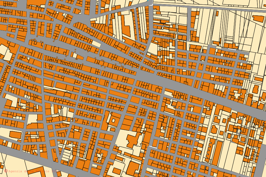 Mappa catastale del centro di Trinitapoli: particelle e fabbricati, cartografia Agenzia delle Entrate