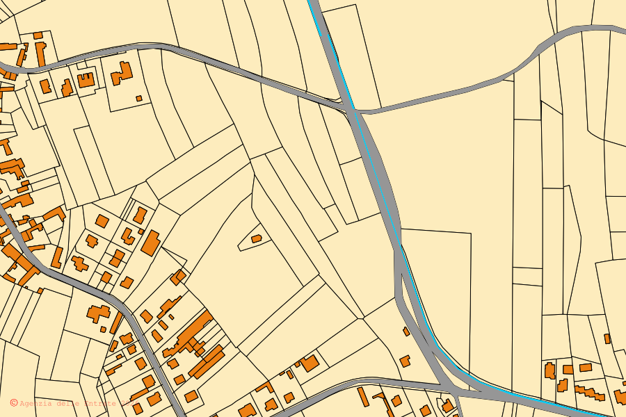 Mappa catastale del centro di Trivignano Udinese: particelle e fabbricati, cartografia Agenzia delle Entrate