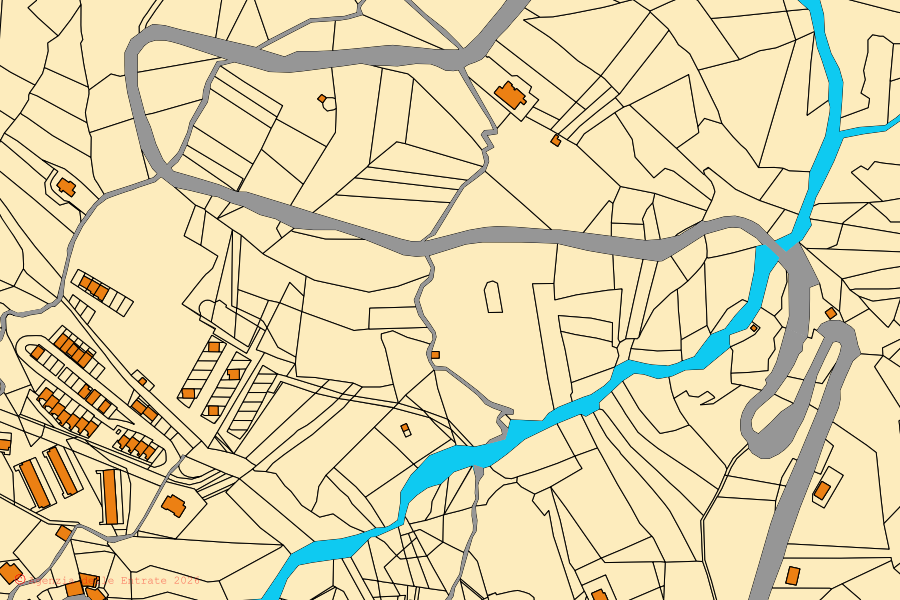 Mappa catastale del centro di Tufo: particelle e fabbricati, cartografia Agenzia delle Entrate