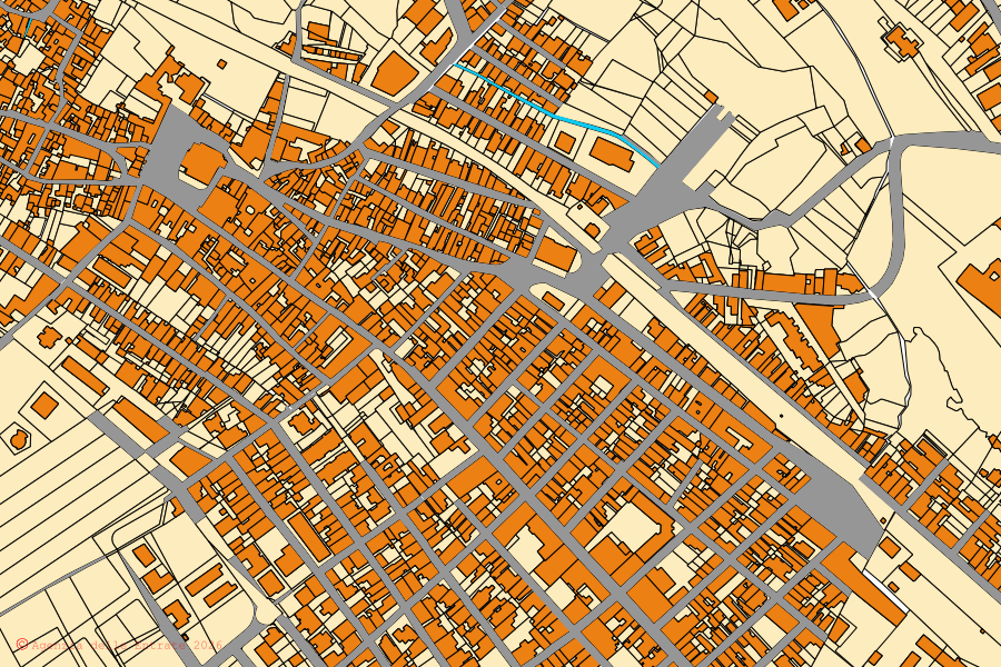 Mappa catastale del centro di Tuglie: particelle e fabbricati, cartografia Agenzia delle Entrate