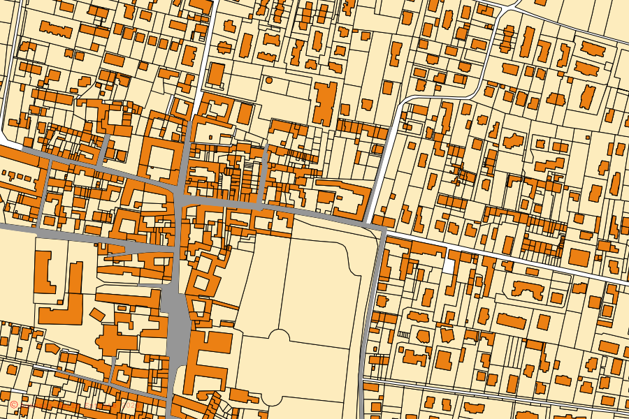 Mappa catastale del centro di Turate: particelle e fabbricati, cartografia Agenzia delle Entrate