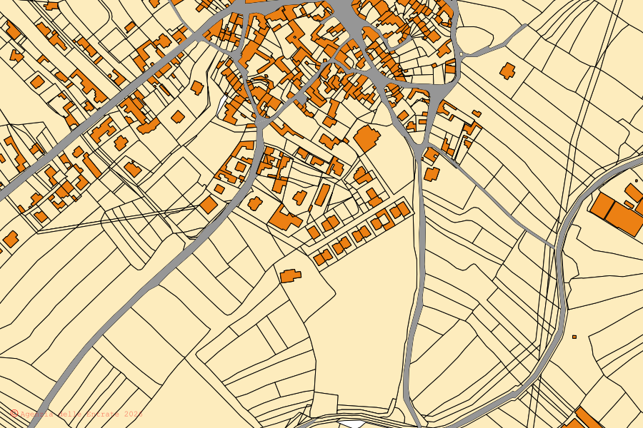 Mappa catastale del centro di Turri: particelle e fabbricati, cartografia Agenzia delle Entrate