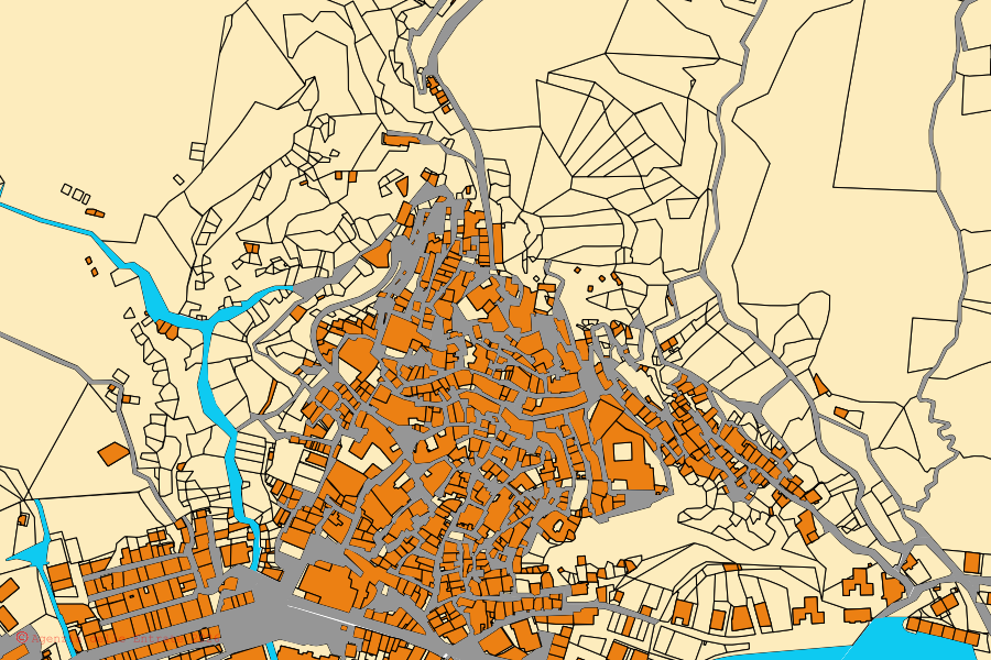 Mappa catastale del centro di Tursi: particelle e fabbricati, cartografia Agenzia delle Entrate