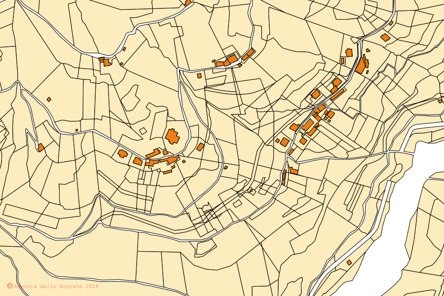 Mappa catastale del centro di Ubiale Clanezzo: particelle e fabbricati, cartografia Agenzia delle Entrate