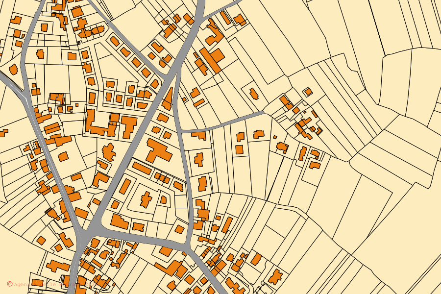 Mappa catastale del centro di Urbana: particelle e fabbricati, cartografia Agenzia delle Entrate