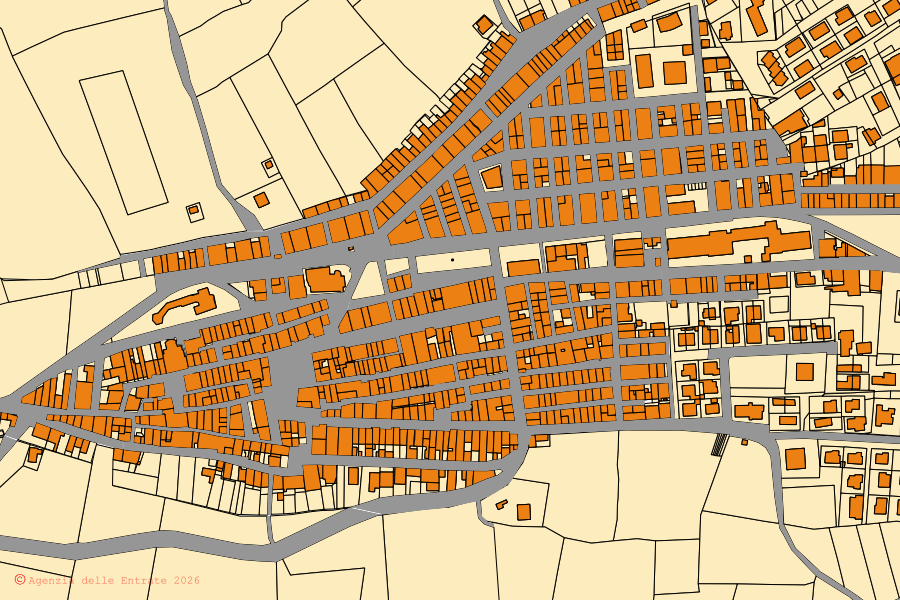 Mappa catastale del centro di Ururi: particelle e fabbricati, cartografia Agenzia delle Entrate