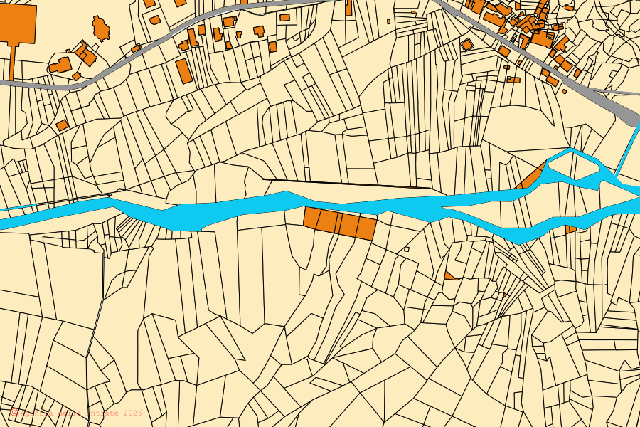 Mappa catastale del centro di Usseglio: particelle e fabbricati, cartografia Agenzia delle Entrate