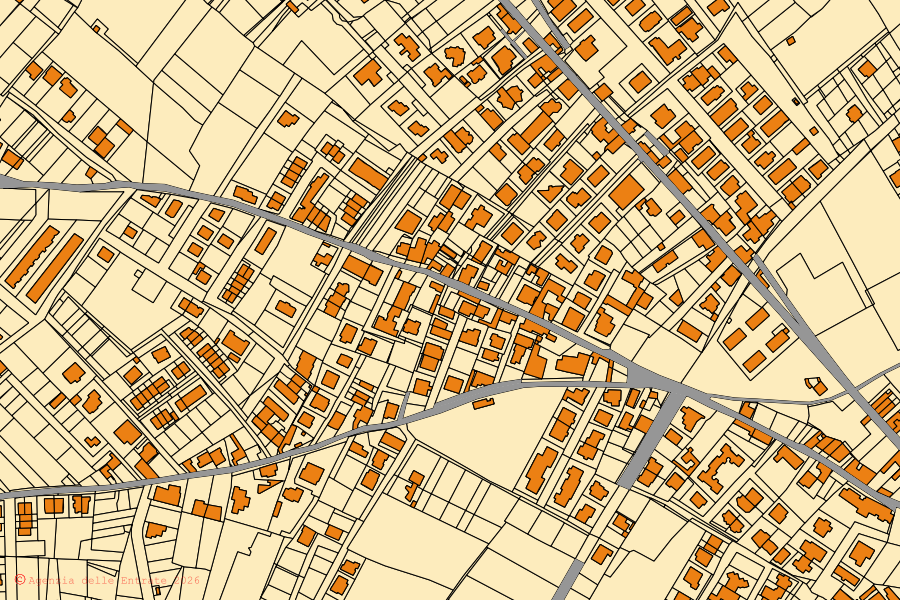 Mappa catastale del centro di Uta: particelle e fabbricati, cartografia Agenzia delle Entrate