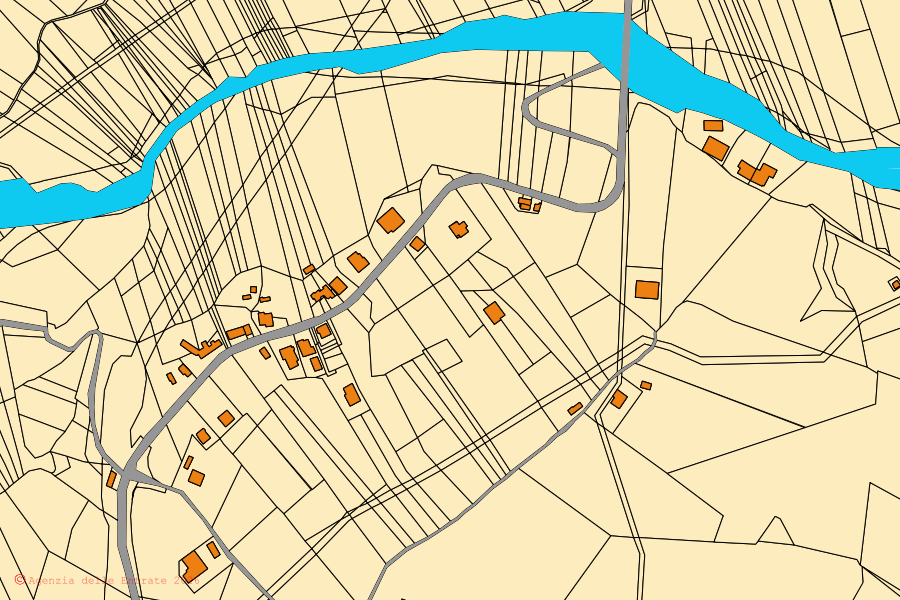 Mappa catastale del centro di Vacri: particelle e fabbricati, cartografia Agenzia delle Entrate
