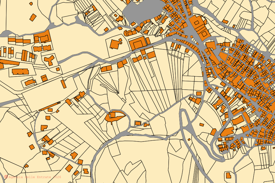 Mappa catastale del centro di Vaglio Basilicata: particelle e fabbricati, cartografia Agenzia delle Entrate