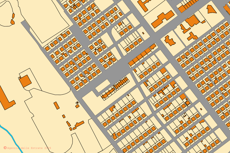 Mappa catastale del centro di Vajont: particelle e fabbricati, cartografia Agenzia delle Entrate