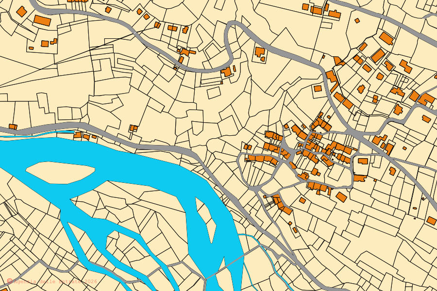 Mappa catastale del centro di Valchiusa: particelle e fabbricati, cartografia Agenzia delle Entrate