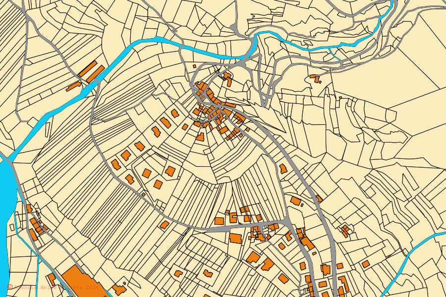 Mappa catastale del centro di Valdastico: particelle e fabbricati, cartografia Agenzia delle Entrate
