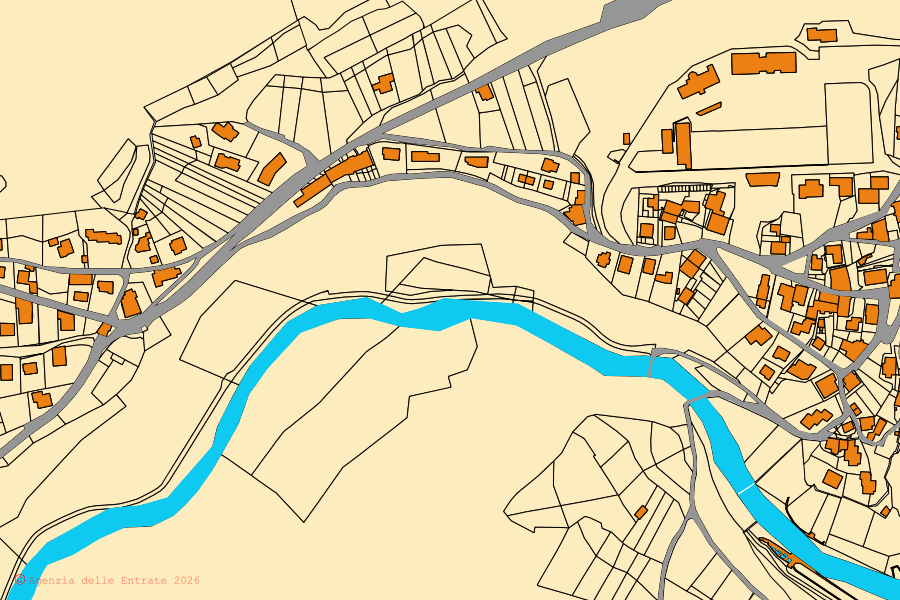 Mappa catastale del centro di Valdidentro: particelle e fabbricati, cartografia Agenzia delle Entrate