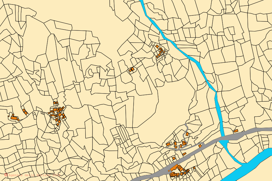 Mappa catastale del centro di Valdieri: particelle e fabbricati, cartografia Agenzia delle Entrate