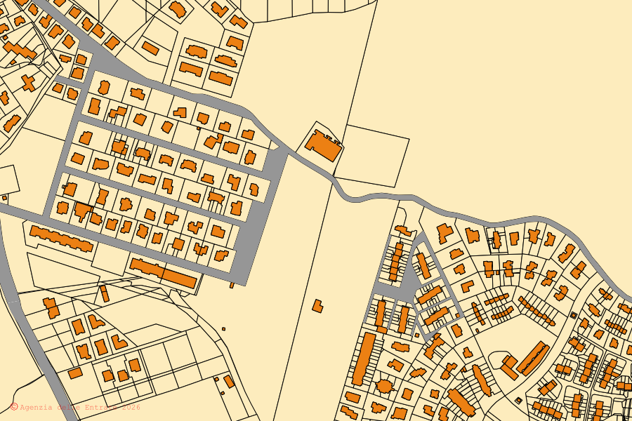 Mappa catastale del centro di Valentano: particelle e fabbricati, cartografia Agenzia delle Entrate
