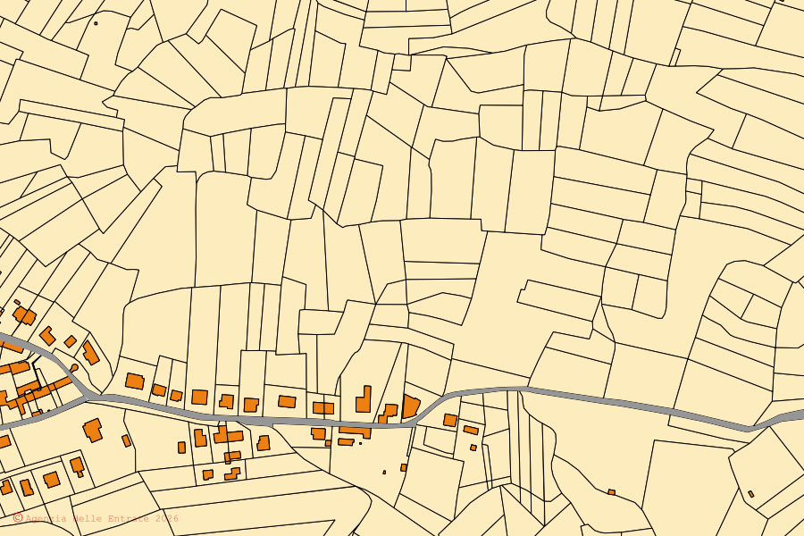 Mappa catastale del centro di Valfenera: particelle e fabbricati, cartografia Agenzia delle Entrate