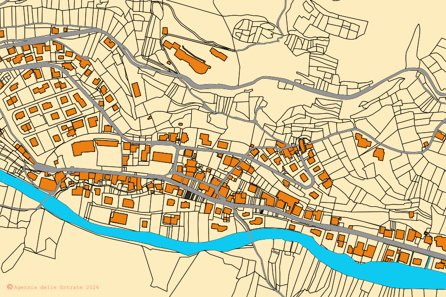 Mappa catastale del centro di Valfurva: particelle e fabbricati, cartografia Agenzia delle Entrate