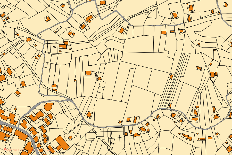 Mappa catastale del centro di Valguarnera Caropepe: particelle e fabbricati, cartografia Agenzia delle Entrate