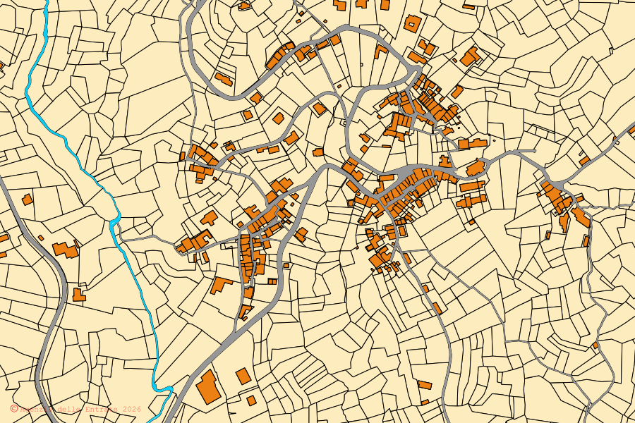 Mappa catastale del centro di Vallanzengo: particelle e fabbricati, cartografia Agenzia delle Entrate
