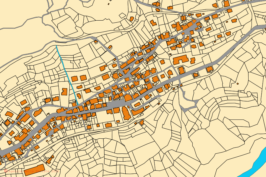 Mappa catastale del centro di Valle di Cadore: particelle e fabbricati, cartografia Agenzia delle Entrate