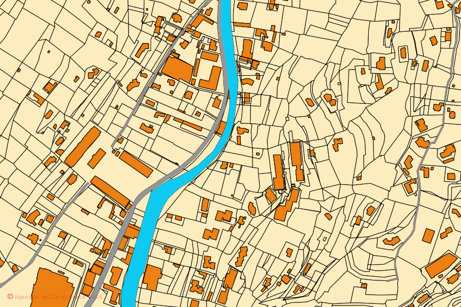Mappa catastale del centro di Vallecrosia: particelle e fabbricati, cartografia Agenzia delle Entrate