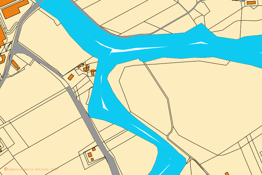 Mappa catastale del centro di Vallefoglia: particelle e fabbricati, cartografia Agenzia delle Entrate