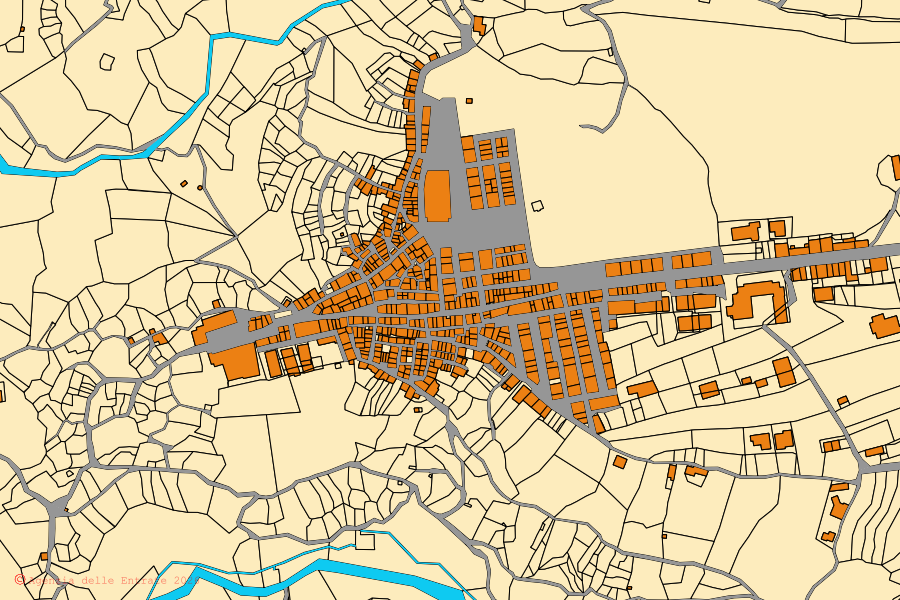 Mappa catastale del centro di Vallelonga: particelle e fabbricati, cartografia Agenzia delle Entrate