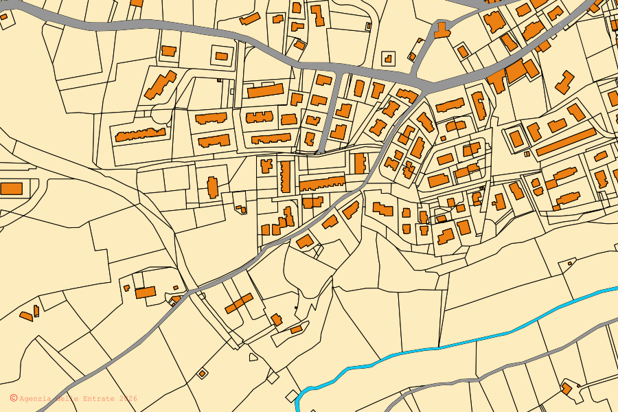 Mappa catastale del centro di Vallerano: particelle e fabbricati, cartografia Agenzia delle Entrate