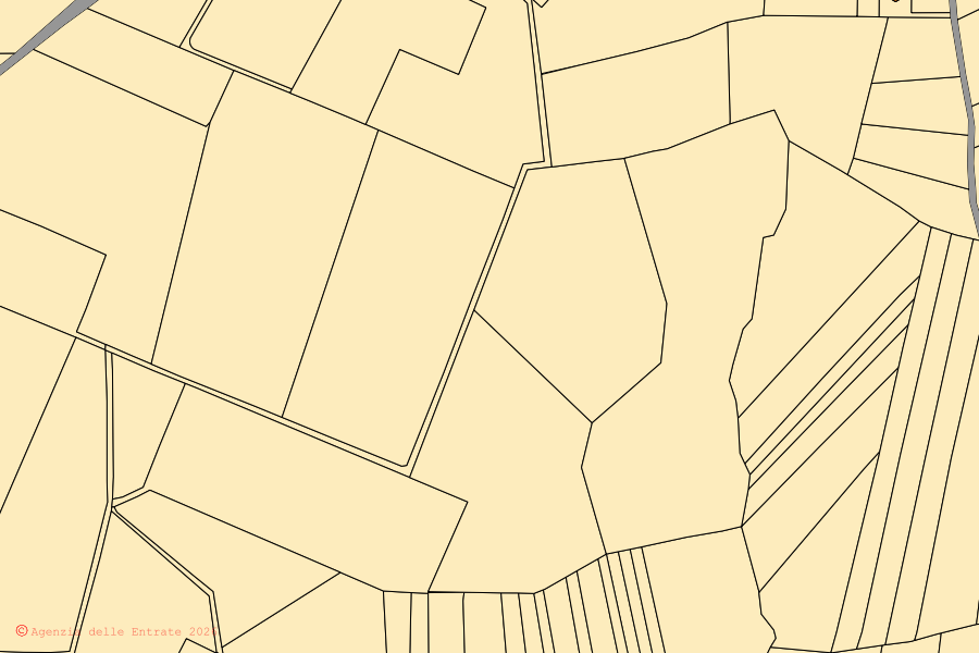 Mappa catastale del centro di Vallesaccarda: particelle e fabbricati, cartografia Agenzia delle Entrate