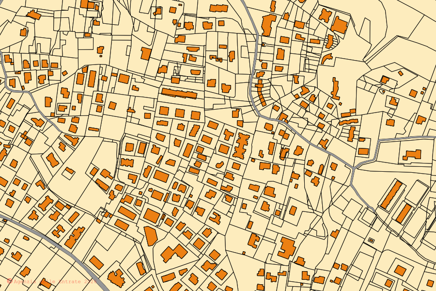 Mappa catastale del centro di Valmontone: particelle e fabbricati, cartografia Agenzia delle Entrate