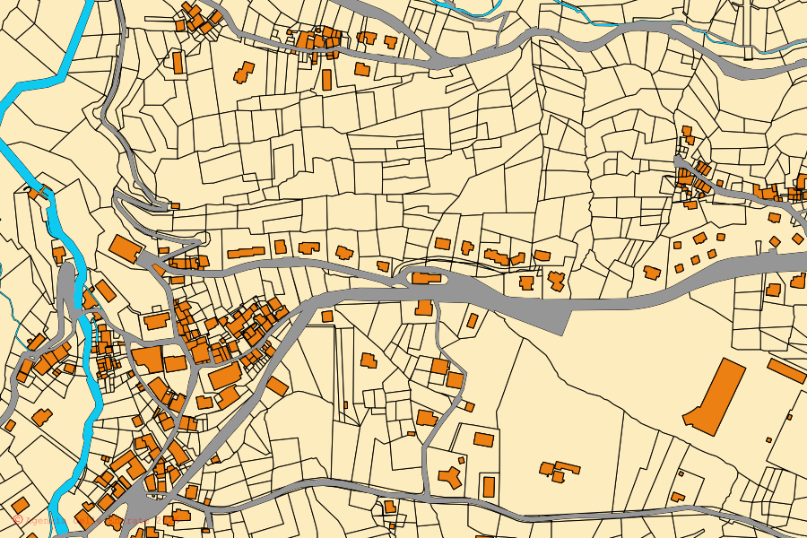 Mappa catastale del centro di Valpelline: particelle e fabbricati, cartografia Agenzia delle Entrate