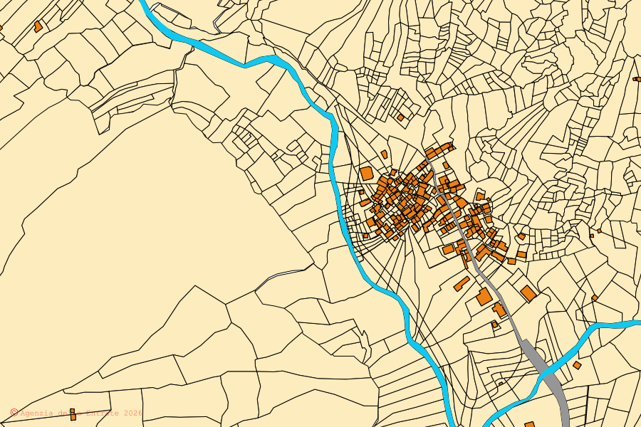 Mappa catastale del centro di Valprato Soana: particelle e fabbricati, cartografia Agenzia delle Entrate