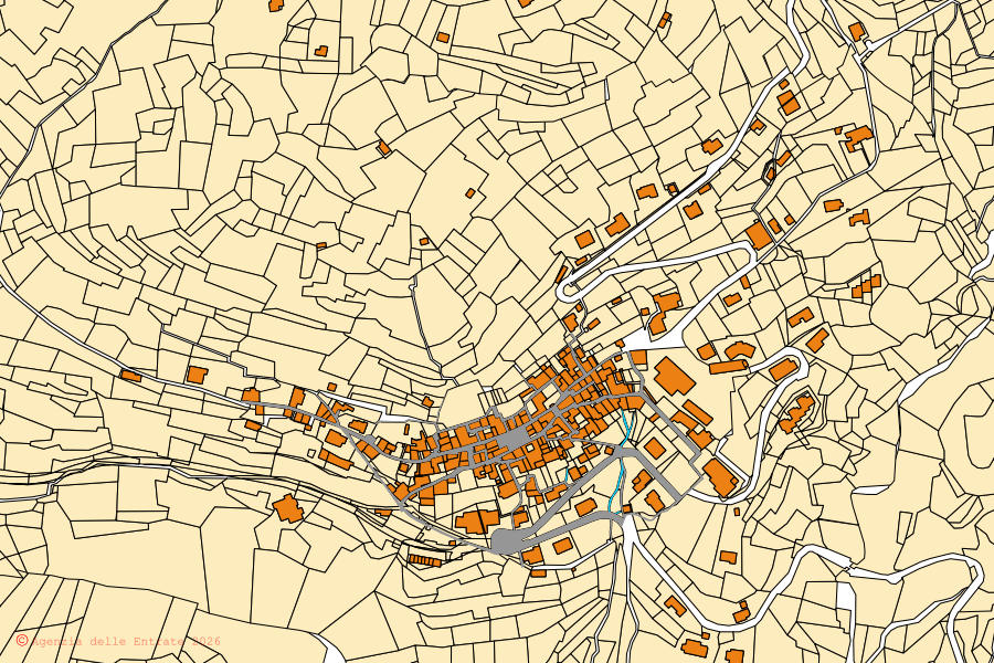 Mappa catastale del centro di Valsolda: particelle e fabbricati, cartografia Agenzia delle Entrate
