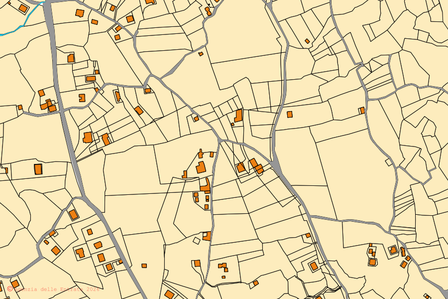Mappa catastale del centro di Valva: particelle e fabbricati, cartografia Agenzia delle Entrate