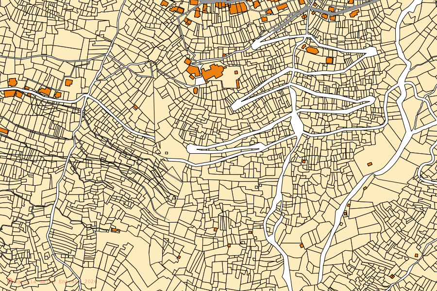 Mappa catastale del centro di Valvarrone: particelle e fabbricati, cartografia Agenzia delle Entrate