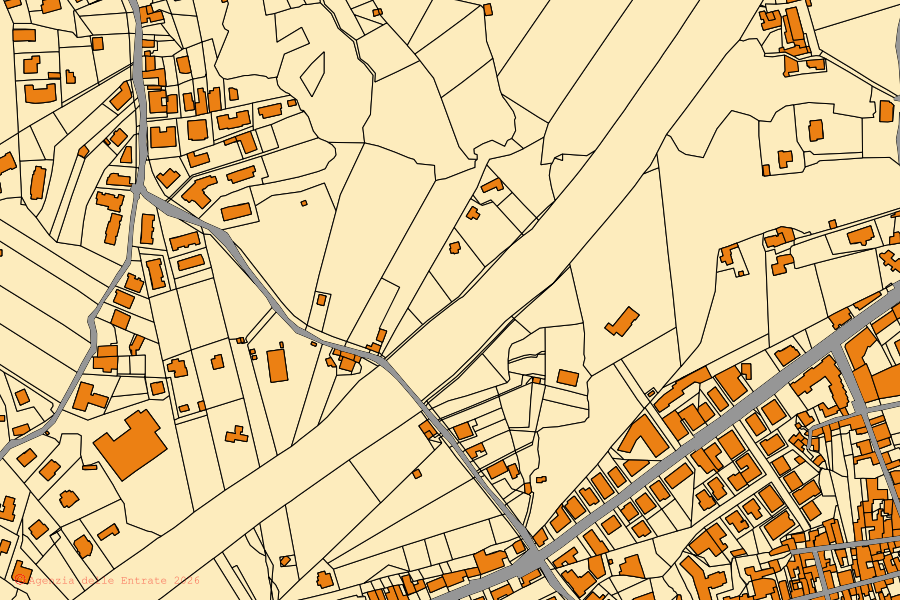 Mappa catastale del centro di Valverde: particelle e fabbricati, cartografia Agenzia delle Entrate