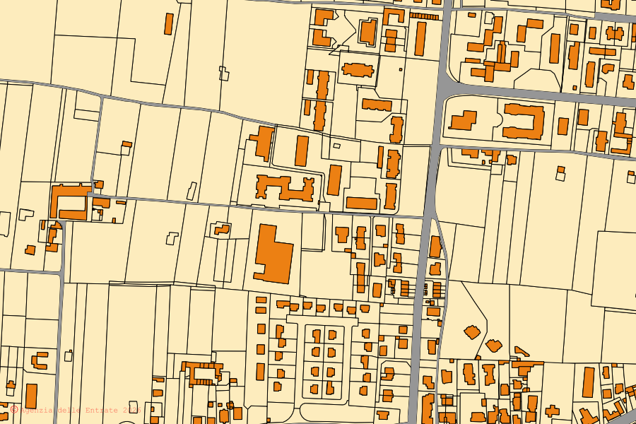 Mappa catastale del centro di Vaprio d'Adda: particelle e fabbricati, cartografia Agenzia delle Entrate