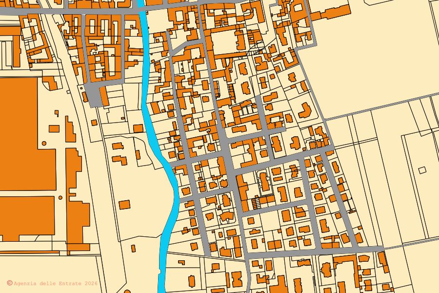Mappa catastale del centro di Varedo: particelle e fabbricati, cartografia Agenzia delle Entrate
