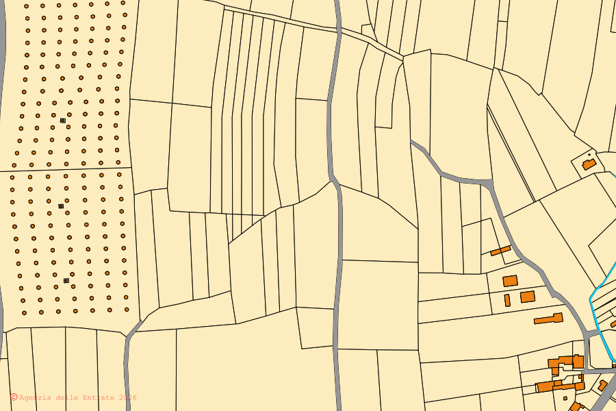 Mappa catastale del centro di Varmo: particelle e fabbricati, cartografia Agenzia delle Entrate