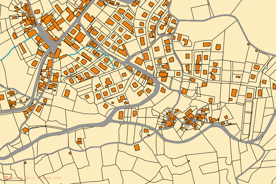 Mappa catastale del centro di Varsi: particelle e fabbricati, cartografia Agenzia delle Entrate