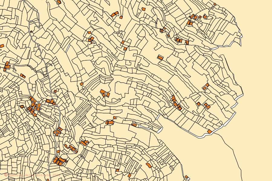 Mappa catastale del centro di Varzo: particelle e fabbricati, cartografia Agenzia delle Entrate