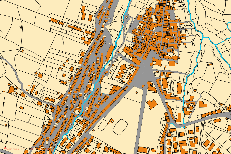 Mappa catastale del centro di Vasanello: particelle e fabbricati, cartografia Agenzia delle Entrate
