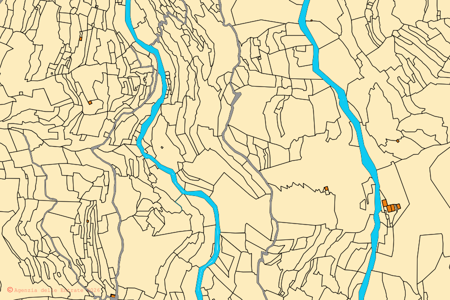 Mappa catastale del centro di Vasia: particelle e fabbricati, cartografia Agenzia delle Entrate