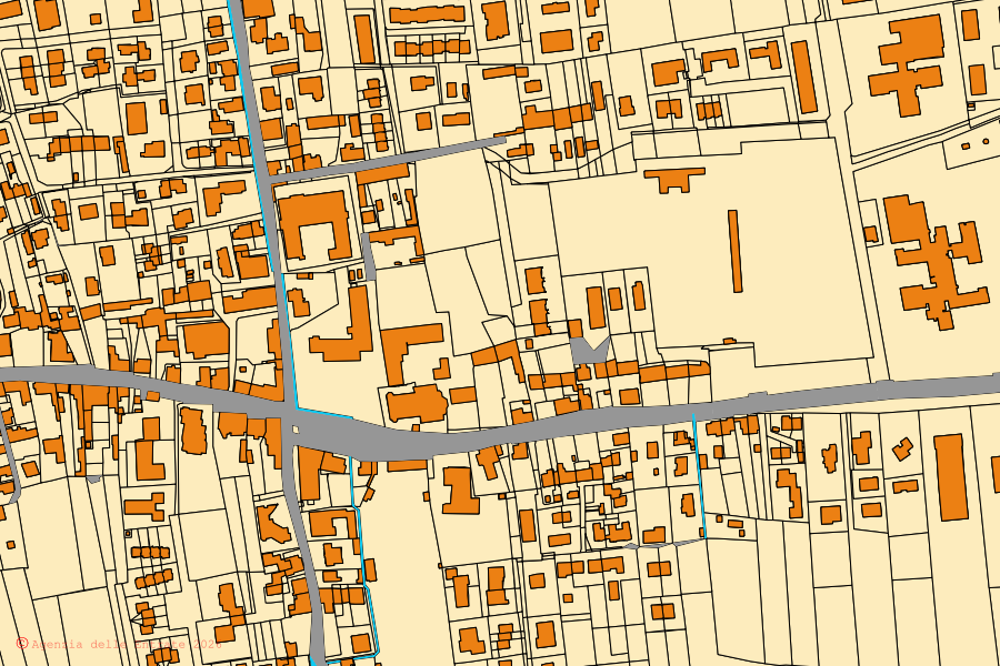 Mappa catastale del centro di Vedelago: particelle e fabbricati, cartografia Agenzia delle Entrate