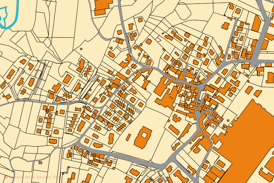 Mappa catastale del centro di Veduggio con Colzano: particelle e fabbricati, cartografia Agenzia delle Entrate
