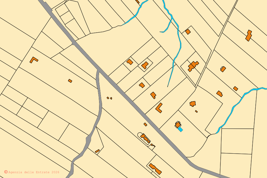 Mappa catastale del centro di Vejano: particelle e fabbricati, cartografia Agenzia delle Entrate